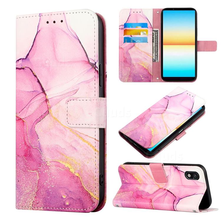 Pink Purple Marble Leather Wallet Protective Case for Sony Xperia Ace 3 ( Ace III)