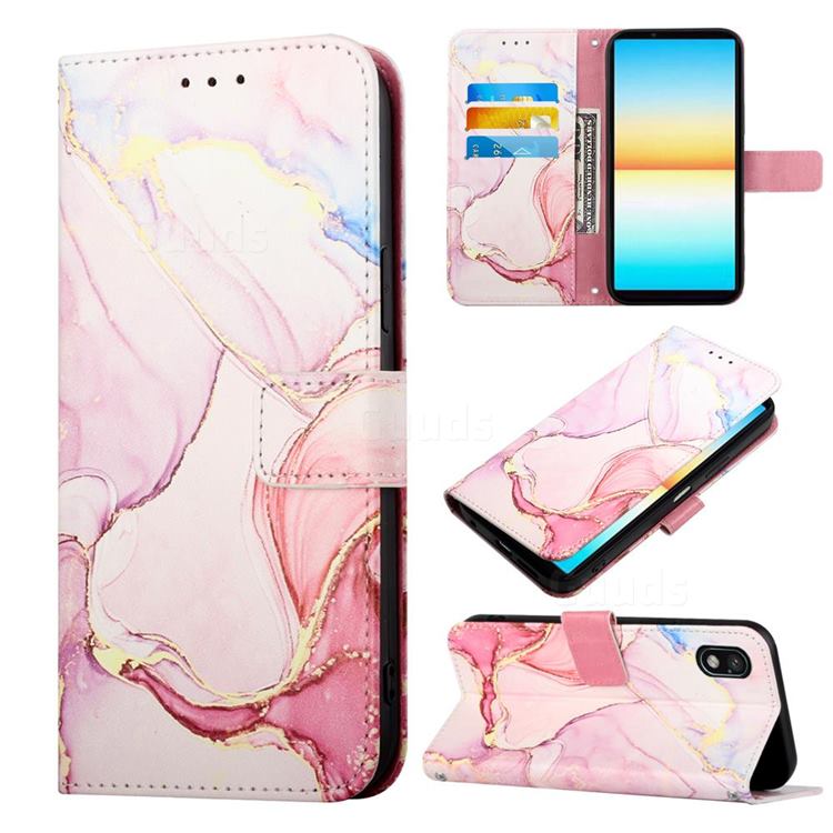 Rose Gold Marble Leather Wallet Protective Case for Sony Xperia Ace 3 ( Ace III)