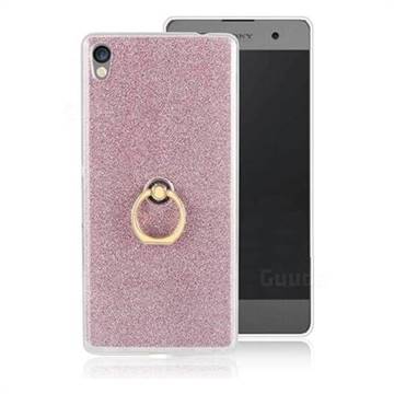 Luxury Soft TPU Glitter Back Ring Cover with 360 Rotate Finger Holder Buckle for Sony Xperia XA Ultra - Pink