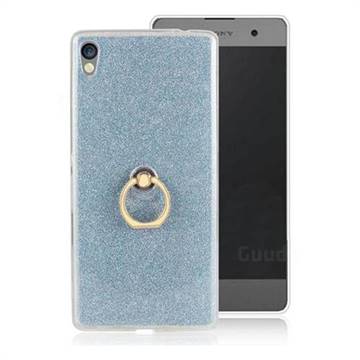 Luxury Soft TPU Glitter Back Ring Cover with 360 Rotate Finger Holder Buckle for Sony Xperia XA Ultra - Blue