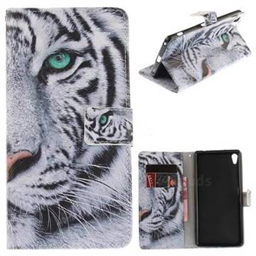 White Tiger PU Leather Wallet Case for Sony Xperia XA Ultra