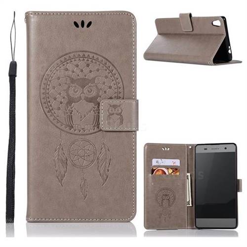 Intricate Embossing Owl Campanula Leather Wallet Case for Sony Xperia XA Ultra - Grey