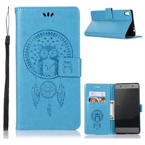 Intricate Embossing Owl Campanula Leather Wallet Case for Sony Xperia XA Ultra - Blue