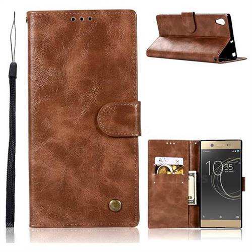 Luxury Retro Leather Wallet Case for Sony Xperia XA Ultra - Brown