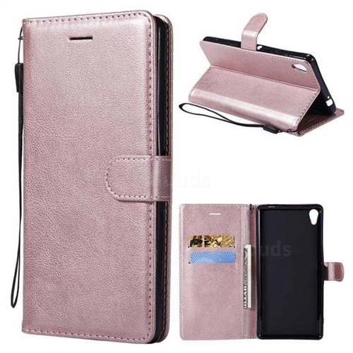 Retro Greek Classic Smooth PU Leather Wallet Phone Case for Sony Xperia XA Ultra - Rose Gold