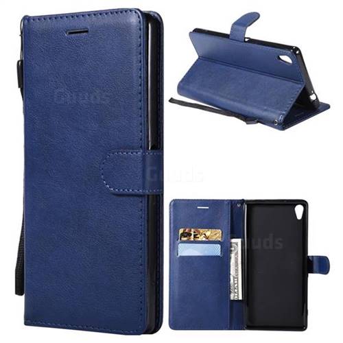 Retro Greek Classic Smooth PU Leather Wallet Phone Case for Sony Xperia XA Ultra - Blue