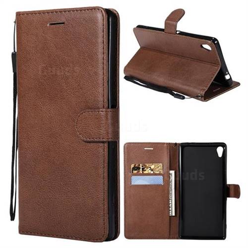 Retro Greek Classic Smooth PU Leather Wallet Phone Case for Sony Xperia XA Ultra - Brown