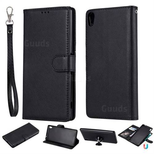 Retro Greek Detachable Magnetic PU Leather Wallet Phone Case for Sony Xperia XA Ultra - Black