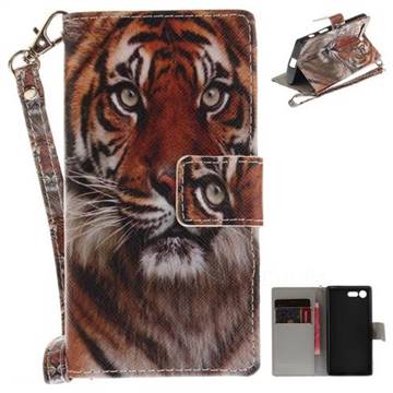 Siberian Tiger Hand Strap Leather Wallet Case for Sony Xperia X Compact X Mini