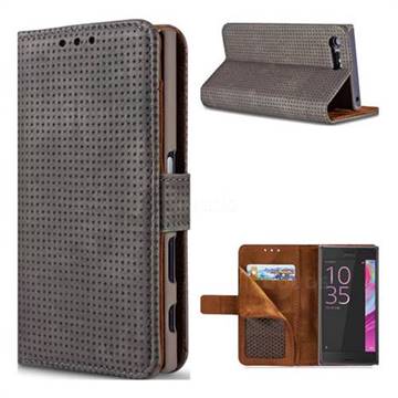 Luxury Vintage Mesh Monternet Leather Wallet Case for Sony Xperia X Compact X Mini - Black