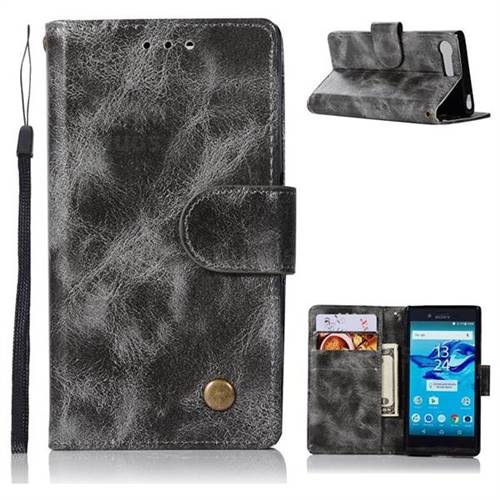 Luxury Retro Leather Wallet Case for Sony Xperia X Compact X Mini - Gray