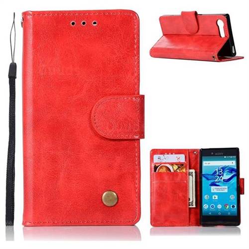Luxury Retro Leather Wallet Case for Sony Xperia X Compact X Mini - Red