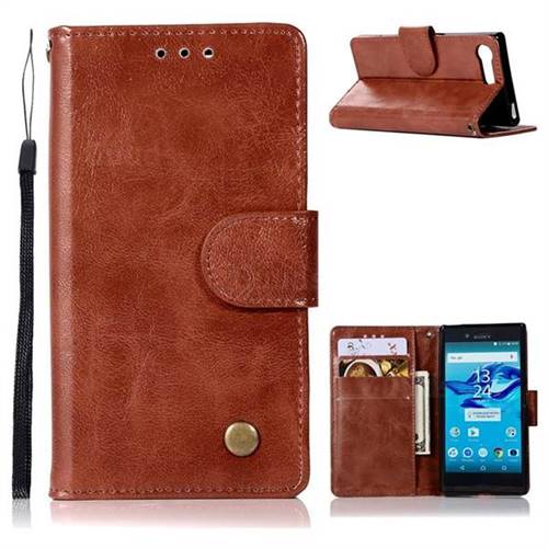Luxury Retro Leather Wallet Case for Sony Xperia X Compact X Mini - Brown