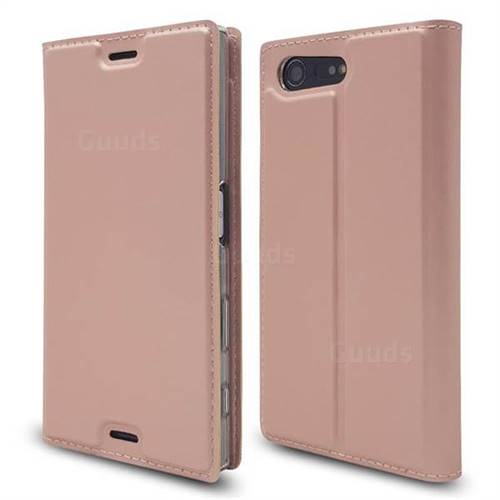 Ultra Slim Card Magnetic Automatic Suction Leather Wallet Case for Sony Xperia X Compact X Mini - Rose Gold