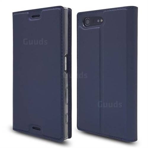 Ultra Slim Card Magnetic Automatic Suction Leather Wallet Case for Sony Xperia X Compact X Mini - Royal Blue