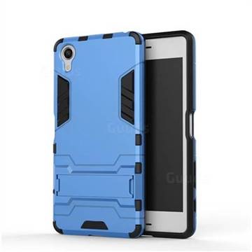 Armor Premium Tactical Grip Kickstand Shockproof Dual Layer Rugged Hard Cover for Sony Xperia X Performance - Light Blue
