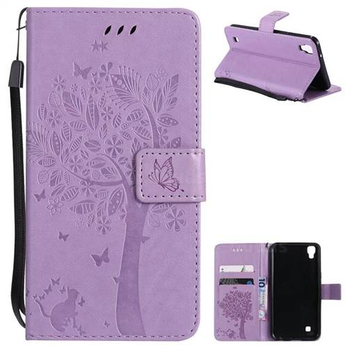 Embossing Butterfly Tree Leather Wallet Case for Sony Xperia X Performance - Violet