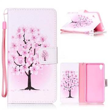 Peach Flower Leather Wallet Phone Case for Sony Xperia X Performance