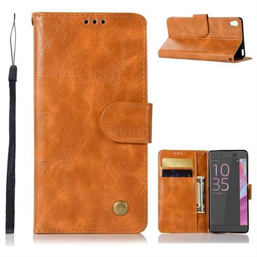 Luxury Retro Leather Wallet Case for Sony Xperia X Performance - Golden