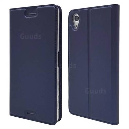 Ultra Slim Card Magnetic Automatic Suction Leather Wallet Case for Sony Xperia X Performance - Royal Blue