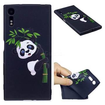 Bamboo Panda 3D Embossed Relief Black Soft Back Cover for Sony Xperia XZ