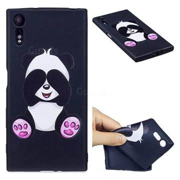 Lovely Panda 3D Embossed Relief Black Soft Back Cover for Sony Xperia XZ