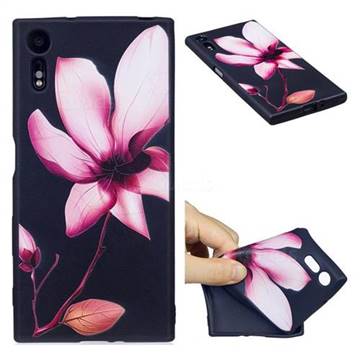 Lotus Flower 3D Embossed Relief Black Soft Back Cover for Sony Xperia XZ