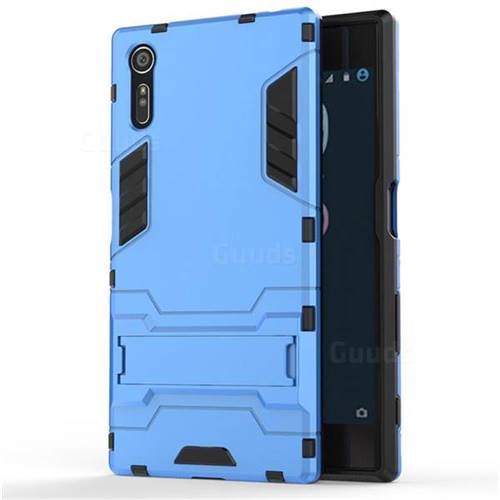 Armor Premium Tactical Grip Kickstand Shockproof Dual Layer Rugged Hard Cover for Sony Xperia XZ XZs - Light Blue