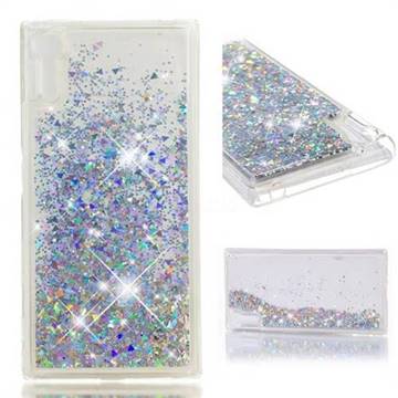 Dynamic Liquid Glitter Quicksand Sequins TPU Phone Case for Sony Xperia XZ XZs - Silver