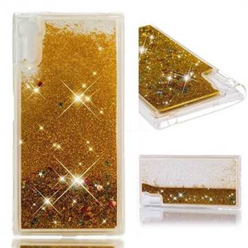 Dynamic Liquid Glitter Quicksand Sequins TPU Phone Case for Sony Xperia XZ XZs - Golden