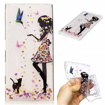 Cat Girl Flower Super Clear Soft TPU Back Cover for Sony Xperia XZ XZs
