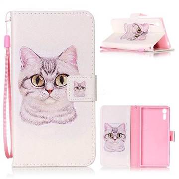 Lovely Cat Leather Wallet Phone Case for Sony Xperia XZ