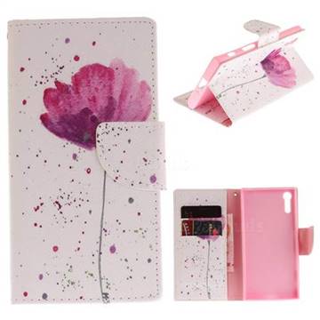 Purple Orchid PU Leather Wallet Case for Sony Xperia XZ