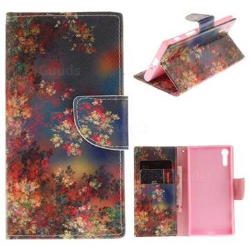 Colored Flowers PU Leather Wallet Case for Sony Xperia XZ