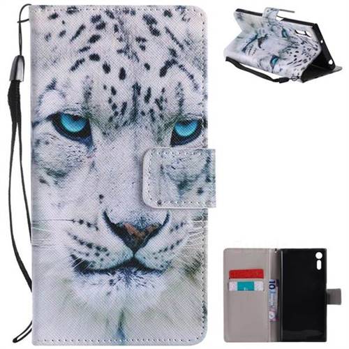 White Leopard PU Leather Wallet Case for Sony Xperia XZ
