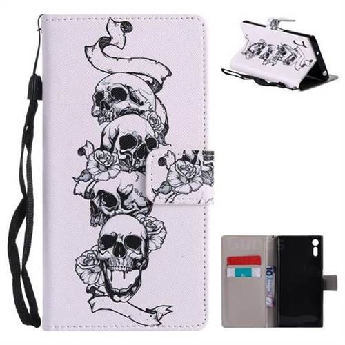 Skull Head PU Leather Wallet Case for Sony Xperia XZ