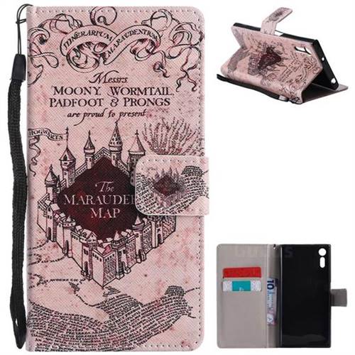 Castle The Marauders Map PU Leather Wallet Case for Sony Xperia XZ