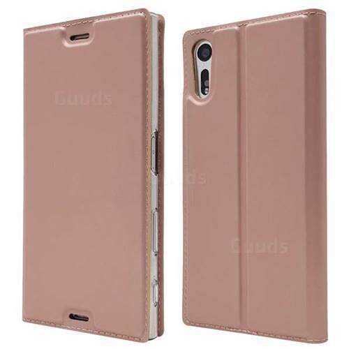 Ultra Slim Card Magnetic Automatic Suction Leather Wallet Case for Sony Xperia XZ XZs - Rose Gold