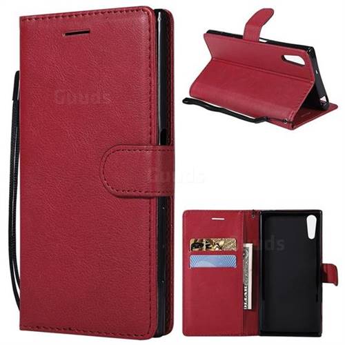 Retro Greek Classic Smooth PU Leather Wallet Phone Case for Sony Xperia XZ XZs - Red