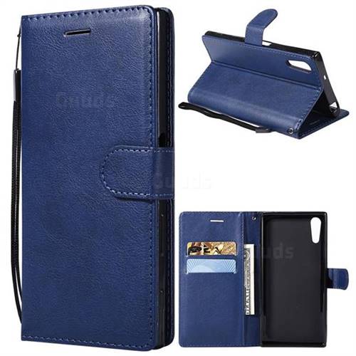 Retro Greek Classic Smooth PU Leather Wallet Phone Case for Sony Xperia XZ XZs - Blue