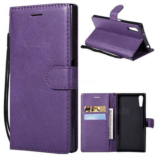 Retro Greek Classic Smooth PU Leather Wallet Phone Case for Sony Xperia XZ XZs - Purple