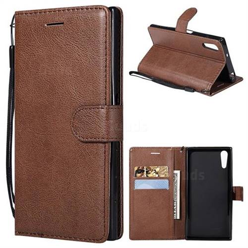 Retro Greek Classic Smooth PU Leather Wallet Phone Case for Sony Xperia XZ XZs - Brown