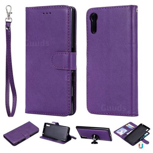 Retro Greek Detachable Magnetic PU Leather Wallet Phone Case for Sony Xperia XZ XZs - Purple