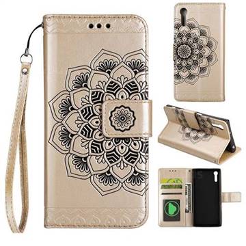 Embossing Half Mandala Flower Leather Wallet Case for Sony Xperia XZ XZs - Golden