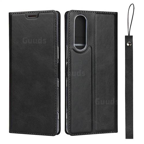 Calf Pattern Magnetic Automatic Suction Leather Wallet Case for Sony Xperia XZ XZs - Black