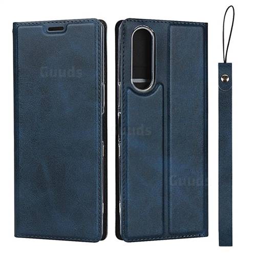 Calf Pattern Magnetic Automatic Suction Leather Wallet Case for Sony Xperia XZ XZs - Blue
