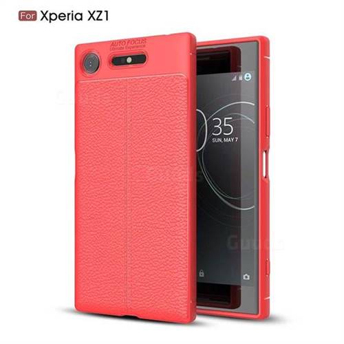 Luxury Auto Focus Litchi Texture Silicone TPU Back Cover for Sony Xperia XZ1 - Red