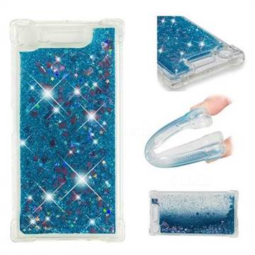 Dynamic Liquid Glitter Sand Quicksand TPU Case for Sony Xperia XZ1 - Blue Love Heart