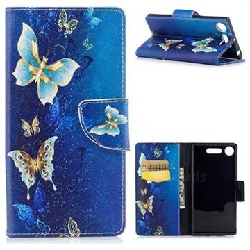 Golden Butterflies Leather Wallet Case for Sony Xperia XZ1