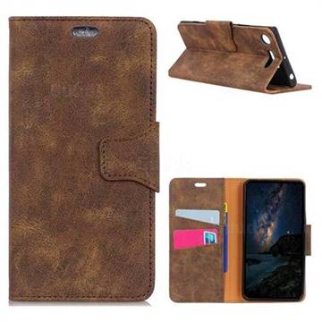 MURREN Luxury Retro Classic PU Leather Wallet Phone Case for Sony Xperia XZ1 - Brown